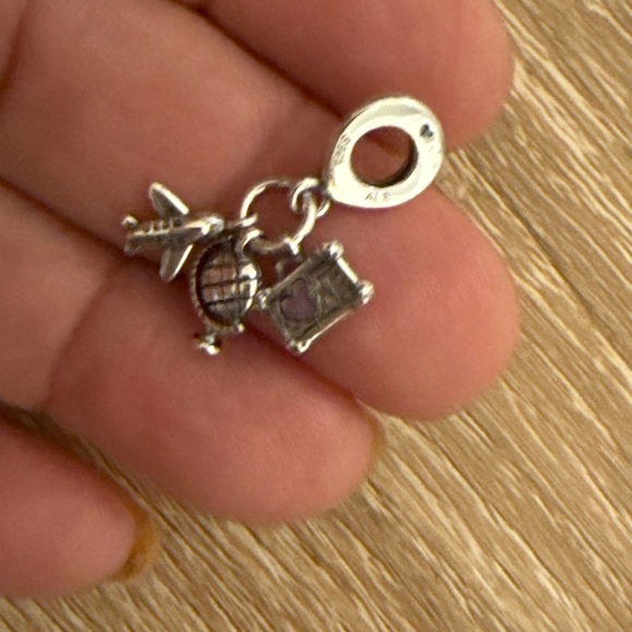 Pandora Silver Charm with Airplane and Globe - Picture 4 of 4